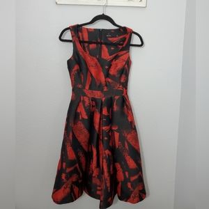 Karen Millen red and black geometric cocktail dress